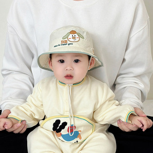婴儿帽子春秋薄款 女宝宝防晒遮阳帽 超萌婴幼儿男童渔夫帽纯棉秋季