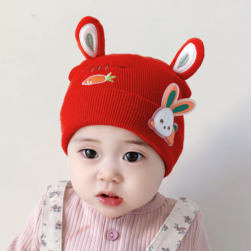 婴儿帽子秋冬款纯棉婴幼儿小兔针织帽超萌可爱保暖冬季男女宝宝帽,童装/婴儿装/亲子装,帽子,淘宝优惠券,粉丝福利购,淘宝优惠卷