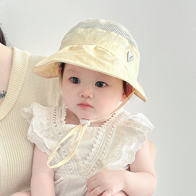 婴儿防晒帽子夏季女宝宝速干空顶太阳帽大帽檐女童夏天透气遮阳帽