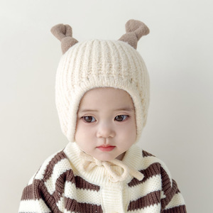 婴儿帽子冬季护耳保暖男童女宝宝针织帽秋冬款洋气韩版女童毛线帽
