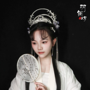 【广寒银阙】羽钿坊汉服头饰圣母环发饰古风流苏发箍仙女光环发冠