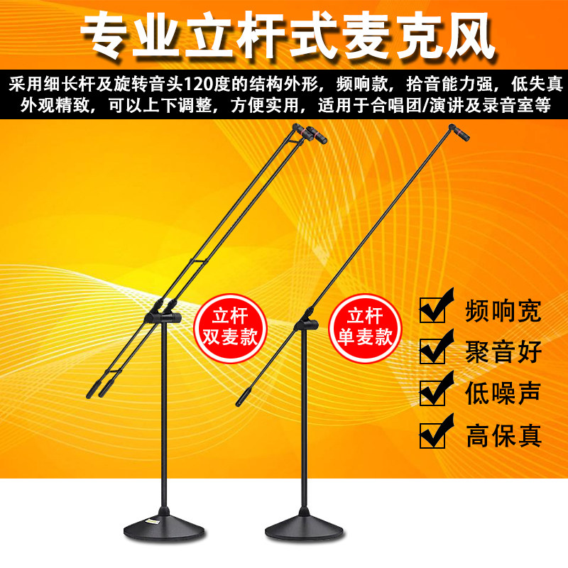 立式双头专业大合唱话筒舞台颁奖婚庆演出演讲电容麦克风礼堂会议
