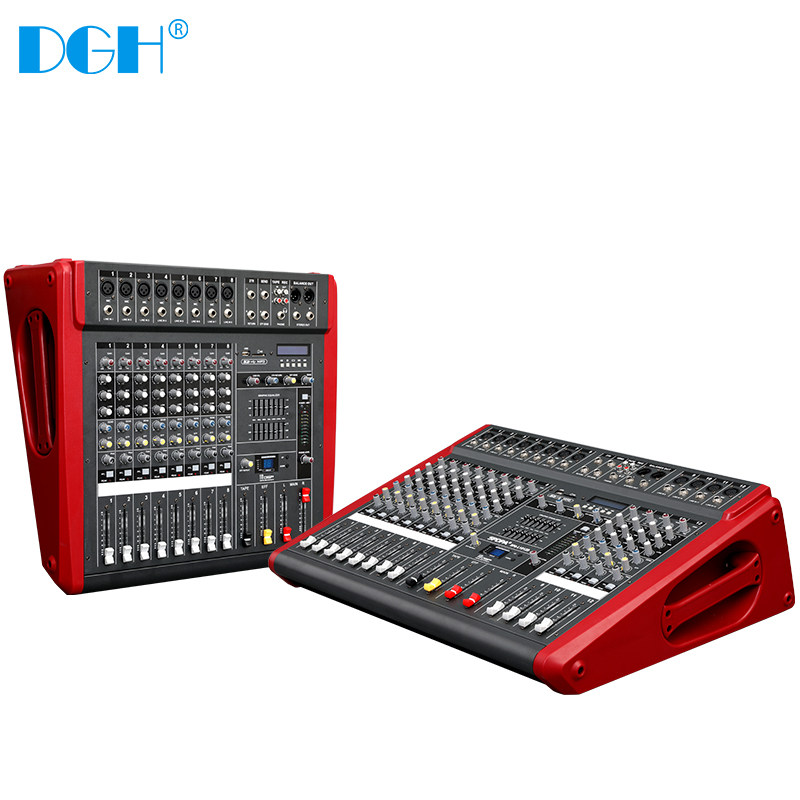 DGH 专业8/12路婚庆会议舞台演出带均衡大功率调音台带功放一体机