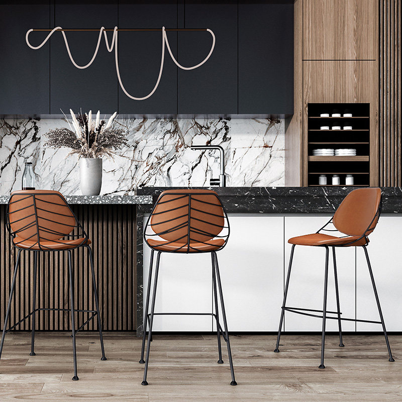 和顿 铁艺吧台椅 创意靠背家用酒吧椅高脚吧凳子轻奢休闲网红711
