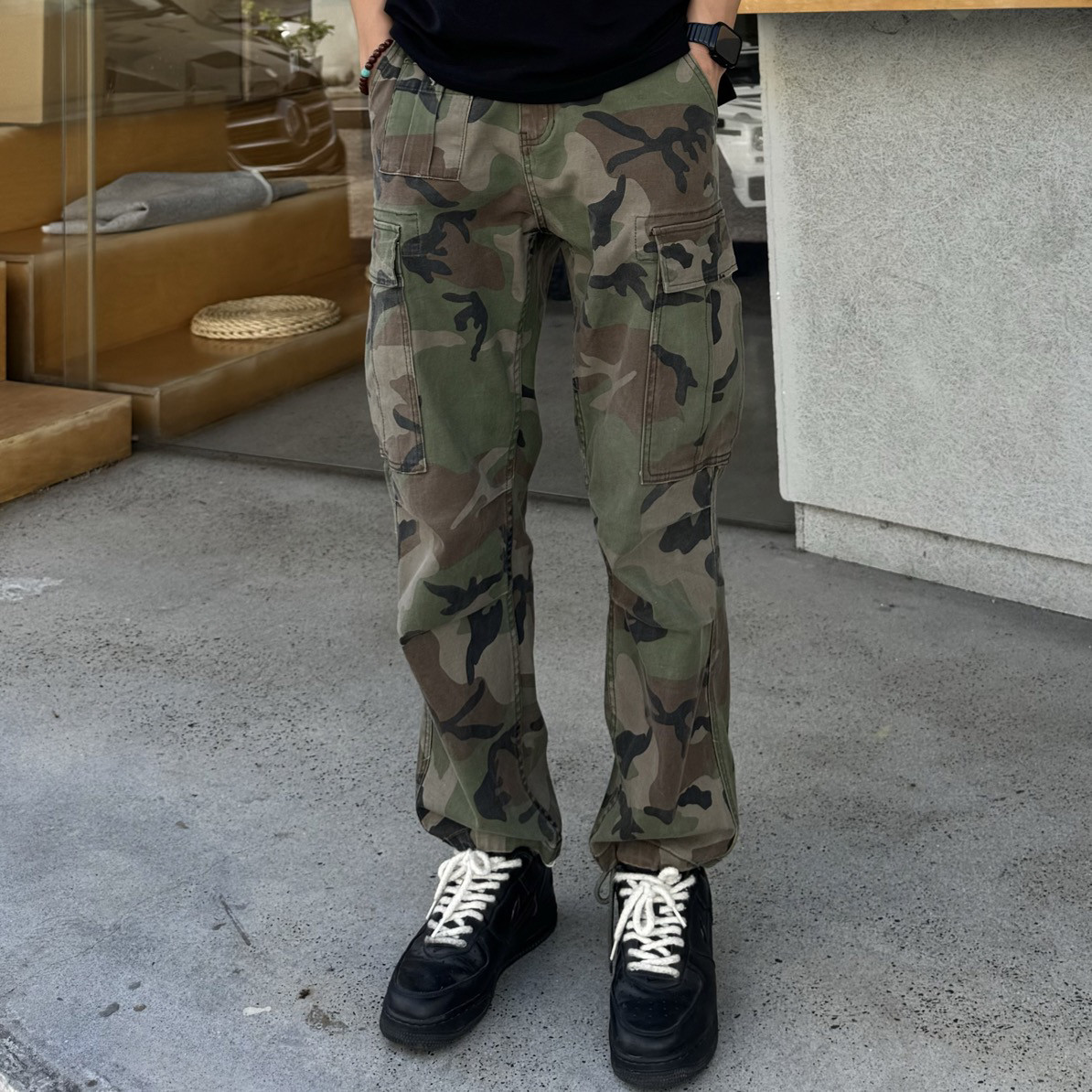 美式迷彩裤高街男vibe风国潮美式工装裤潮hiphop裤子ins