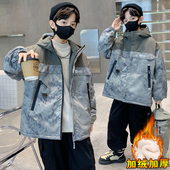 中大童二棉中长款 男童加绒加厚外套秋冬款 冬季 儿童装 棉服 2025新款