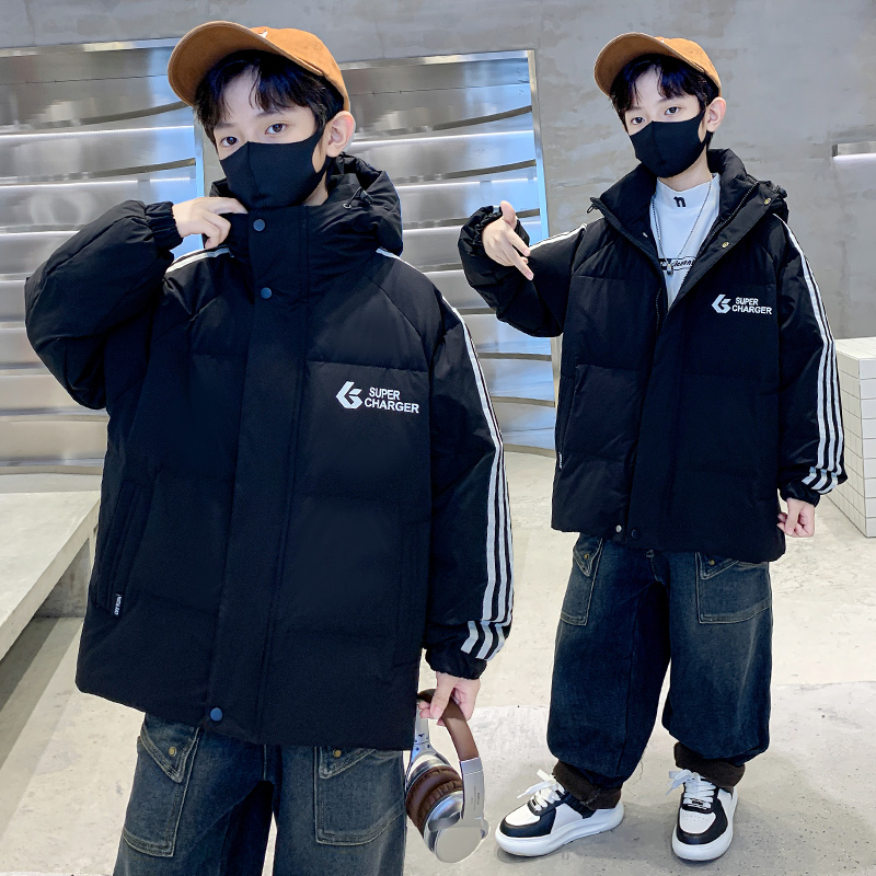 男童羽绒服中长款白鸭绒外套