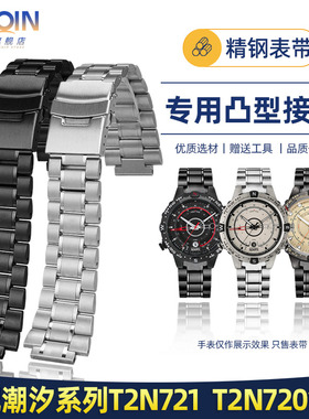 适配天美时潮汐T2N720 T2N721 T2N739 TW2T76500指南针凸口钢表带