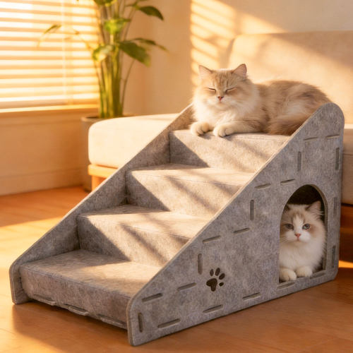 毛毡猫窝宠物楼梯上下爬梯四季通用猫抓板耐磨不掉屑猫咪躲避屋