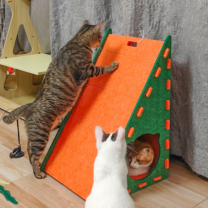 猫窝猫抓板一体立式毛毡耐磨不掉屑四季通用三角形耐抓猫咪床用品
