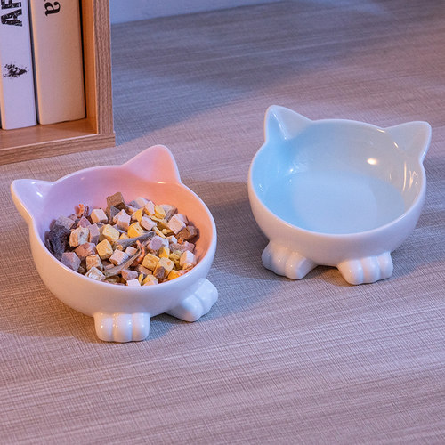 双贸陶瓷猫碗猫食盆幼猫矮脚粮盆