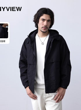 Anyview专柜同款防风舒适连帽春秋冬季冲锋衣外套工装休闲短外套