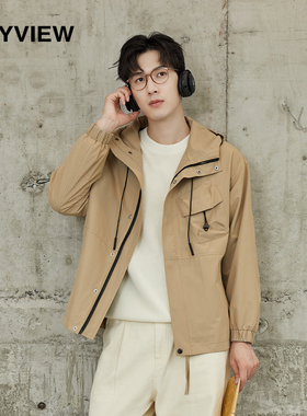 【专柜同款】2023秋季新款夹克男士经典连帽简约纯色外套时尚百搭