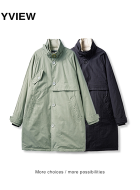 Anyview男装加厚中长款羽绒服立领休闲保暖工装风拼色羽绒外套