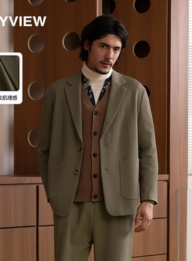 Anyview专柜同款韩版绅士轻熟风宽松两粒扣A西服上衣休闲轻商务装