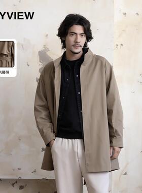 Anyview专柜同款腰带韩系春秋季风痞帅复古高级男潮牌立领风衣
