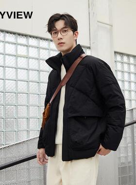 专柜同款ANYVIEW男士短款羽绒服休闲立领简约保暖外套宽松休闲潮