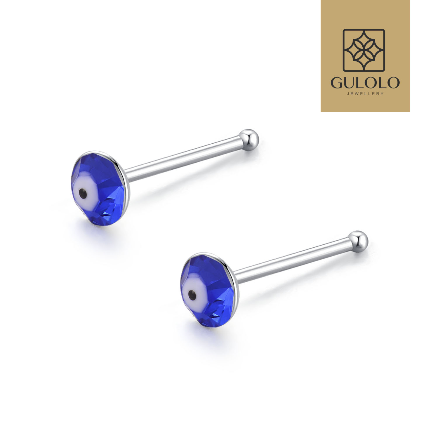 S925银土耳其蓝眼睛3mm粘捷克钻鼻钉Nose stud耳钉耳骨钉鼻饰品