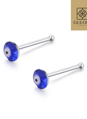 S925银土耳其蓝眼睛3mm粘捷克钻鼻钉Nose stud耳钉耳骨钉鼻饰品