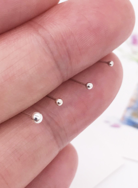 925纯银鼻钉耳钉耳骨钉小圆球豆豆银饰日韩情侣迷你男女防过敏