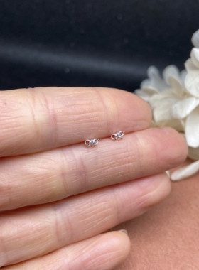 少女心日本甜系少女锆石闪亮可爱蝴蝶结气质百搭纯银鼻钉耳骨钉