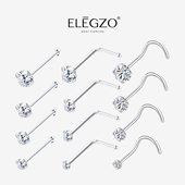 捷克钻925银防过敏L型折弯S型直杆子鼻钉套装 组合养鼻洞欧美出口