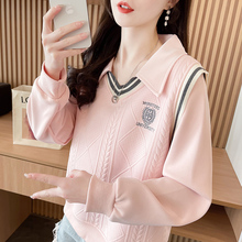 无帽减龄漂亮洋气初高中学生卫衣女春秋新爆薄款校服内搭打底上衣