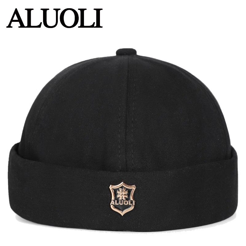 地主瓜皮帽男士帽子女雅痞圆顶日系潮流秋冬休闲中老年纯棉无檐帽