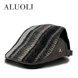 阿萝璃贝雷帽男高级感中老年爸爸冬季帽子加厚保暖高端品牌鸭舌帽