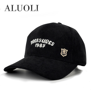 阿萝璃帽子男款2025新款冬季灯芯绒棒球帽高端加绒防寒保暖鸭舌帽