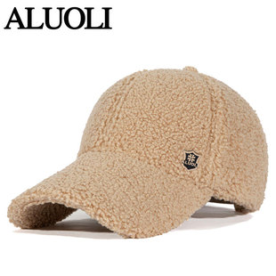 帽子男款秋冬季2024新款羊羔毛棒球帽女加绒加厚保暖显脸小鸭舌帽