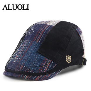 中老年贝雷帽男潮流帽子高端品牌英伦复古拼色鸭舌帽春秋季前进帽