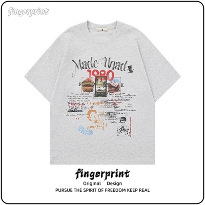 涂鸦1980数字印花短袖T恤2026夏季新款宽松bf美式男女同款上衣潮