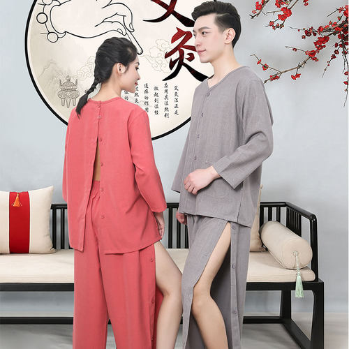 前后美容系扣开背针灸柔软按摩服