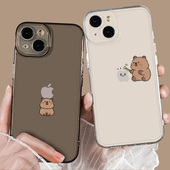 创意水豚适用苹果17air手机壳iphone13 16透明15男14plus卡皮11Promax巴拉12mini吧啦x高级xr套xs可爱8情侣7p