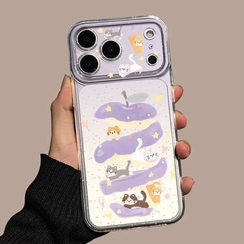 紫色苹果猫咪适用苹果手机壳