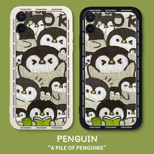 小企鹅适用苹果15手机壳iPhone11Promax油画风xs硅胶xr新款x卡通14可爱8plus情侣7p爱疯13mini套简约高级12男