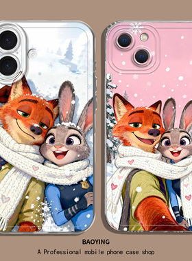 疯狂动物城2适用opporeno15pro手机壳findx9尼克狐x8s+新款x7朱迪x6ULTR情侣13/12狐狸poop兔子11冬天10/0pp0