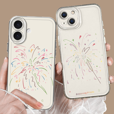 彩色烟花适用苹果17Promax手机壳iphone16透明13过年14plus新年15Pro女11春节12mini多巴胺x好看xr套xs漂亮软