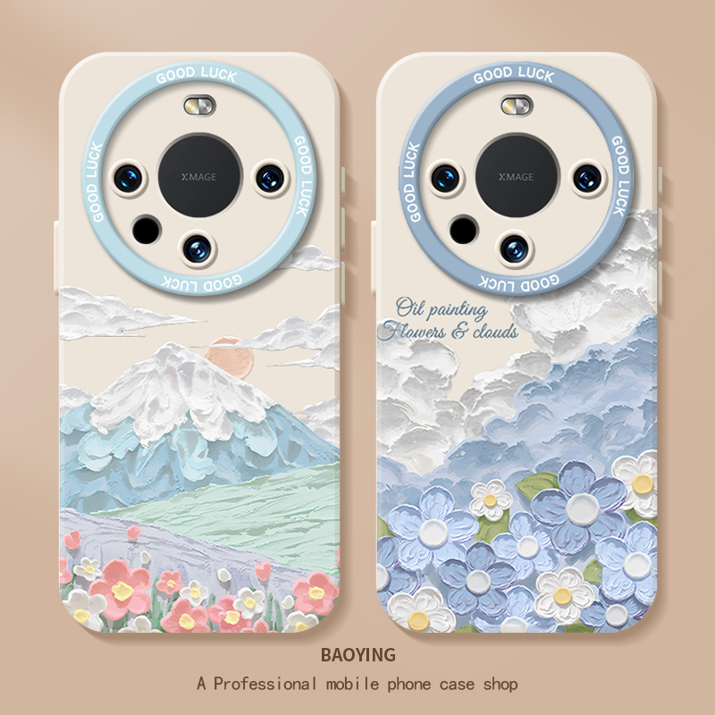 油画花适用华为mate70手机壳
