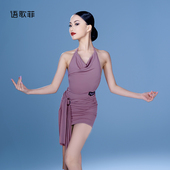 语歌菲拉丁舞服儿童女连衣裙露背荡领训练2025新款 日常练功服成人