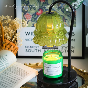 绿色铃兰香薰融蜡烛灯浪漫复古香氛台灯卧室床头小清新野兽派