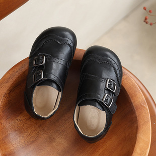 外贸英伦风高级儿童小皮鞋洛克雕复古女童鞋2025秋冬真皮童鞋