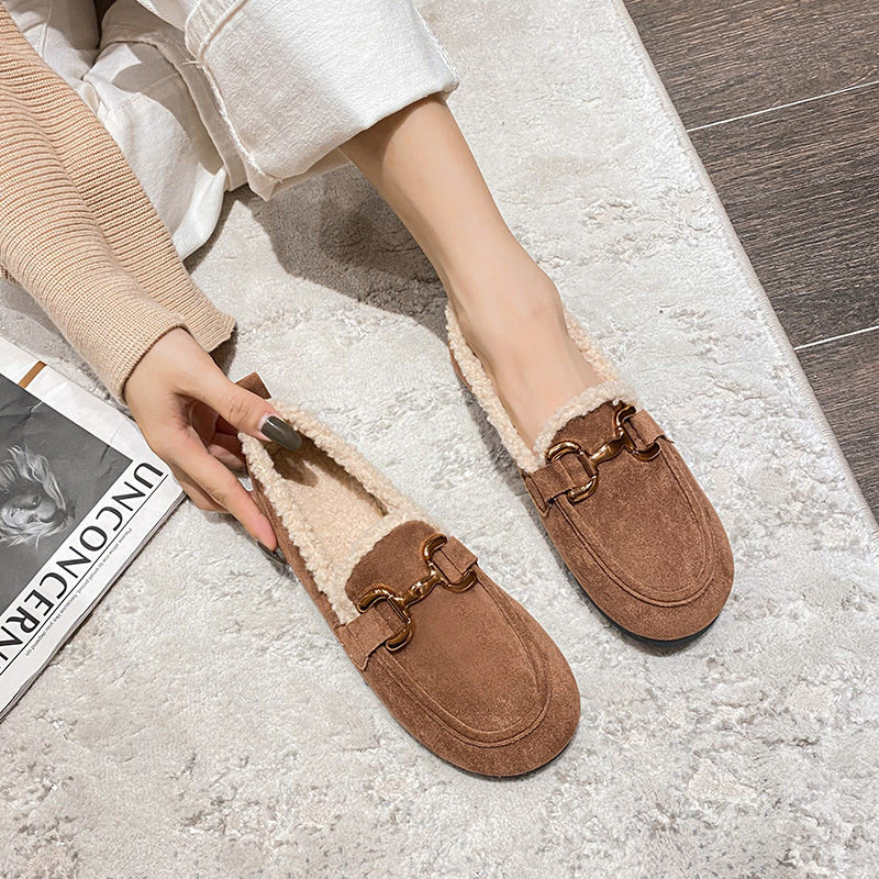 豆豆鞋女冬加绒软底复古勃肯鞋毛毛单鞋软底棉鞋大码女鞋41一43,女鞋,棉鞋,淘宝优惠券,粉丝福利购,淘宝优惠卷