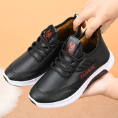 新款 皮面防水运动休闲棉鞋 女秋冬加绒加厚妈妈二棉鞋 老北京棉靴女