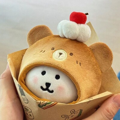 烤焦面包可爱10CM棉花娃娃头套自嘲娃衣毛绒玩偶仔配饰现货