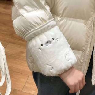 可爱海豹袖套秋冬毛绒羽绒服学生学生上课办公室防脏工作袖头套袖