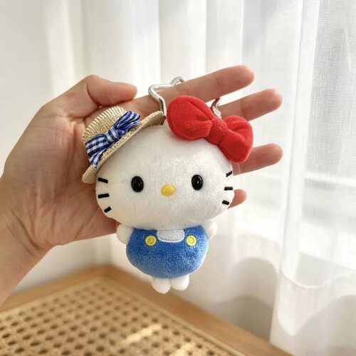 迷你豆豆眼黑皮kitty猫毛绒公仔玩偶包包挂件汽车钥匙扣女生礼物