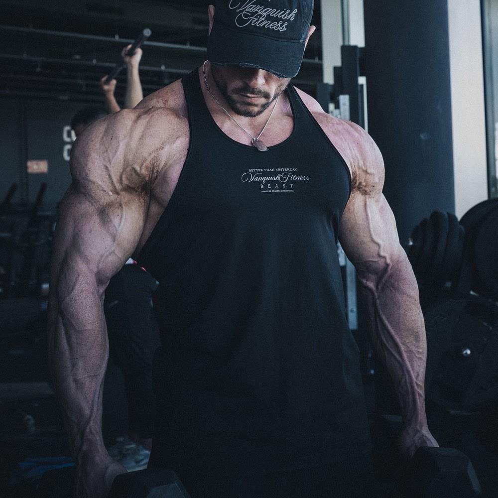 Vanquish Fitness美式宽松工字棉背心健身房哑铃器械训练肌肉上衣