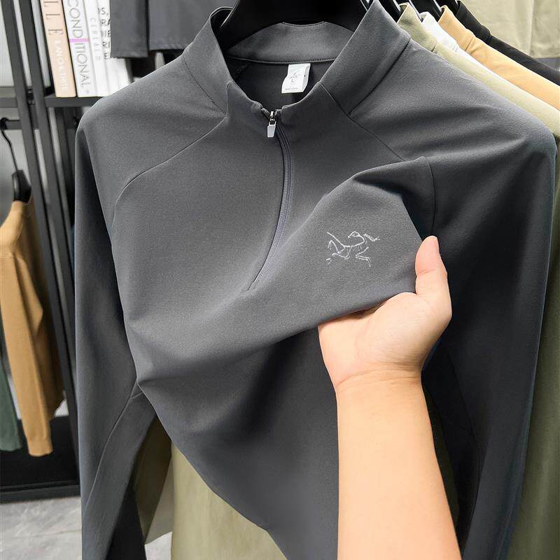 奥特莱斯撤柜男士夏季刺绣鸟短袖T恤半拉链立领上衣户外速干卫衣